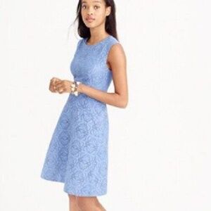 J. Crew Blue Eyelet Jacquard Fit & Flare Dress C9228 (Size 4)